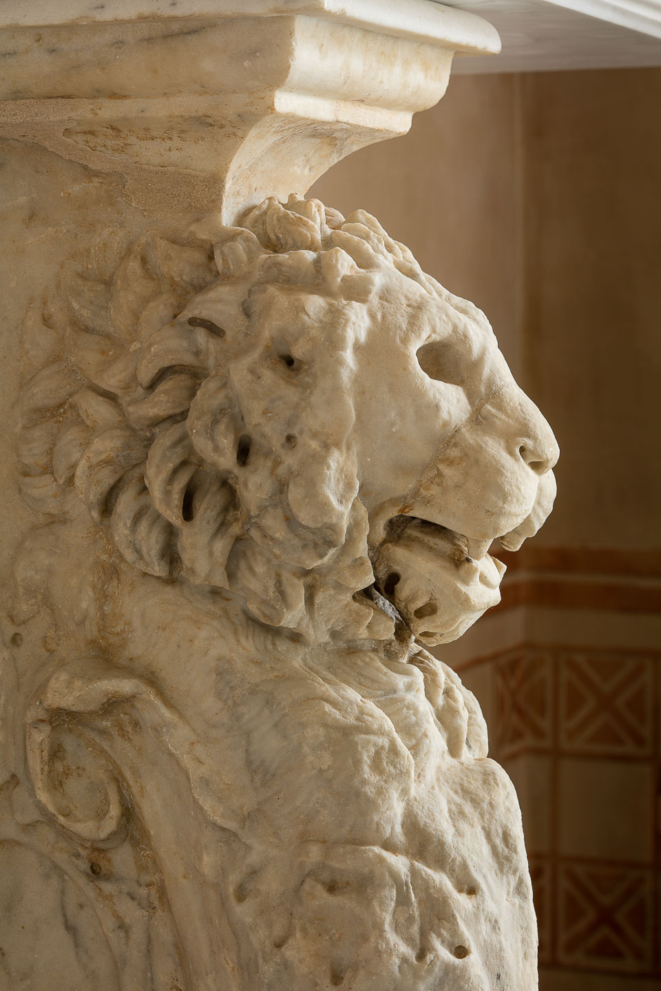 Villa Astor best luxury decor interior Italian real estate property Italian antique marble lion head enjoyment guests holiday party event The Heritage Collection rental
