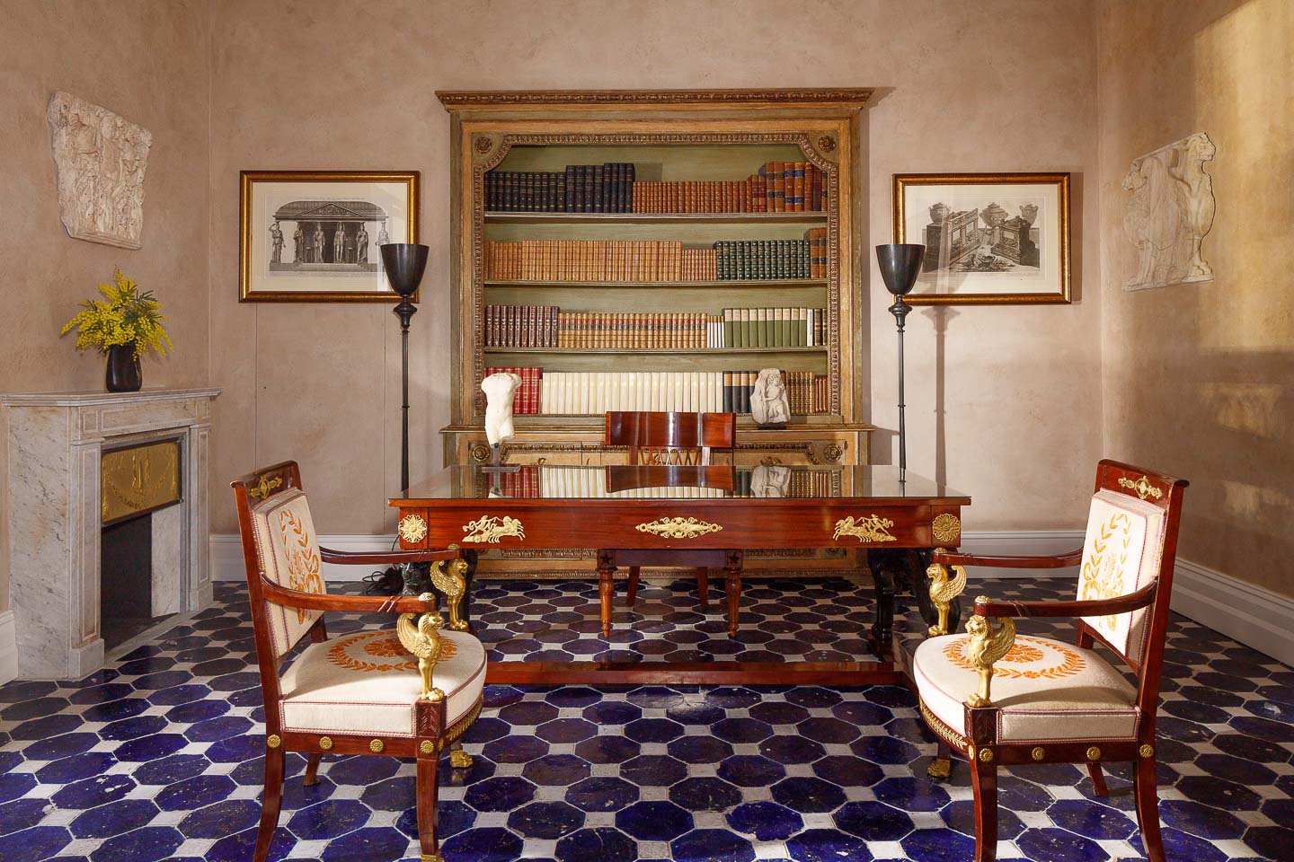 Villa Astor study room Benedetto Croce exquisite furniture antique collection Jacues Garciy exclusive accommodation guest stay summer Italian holiday vacation
