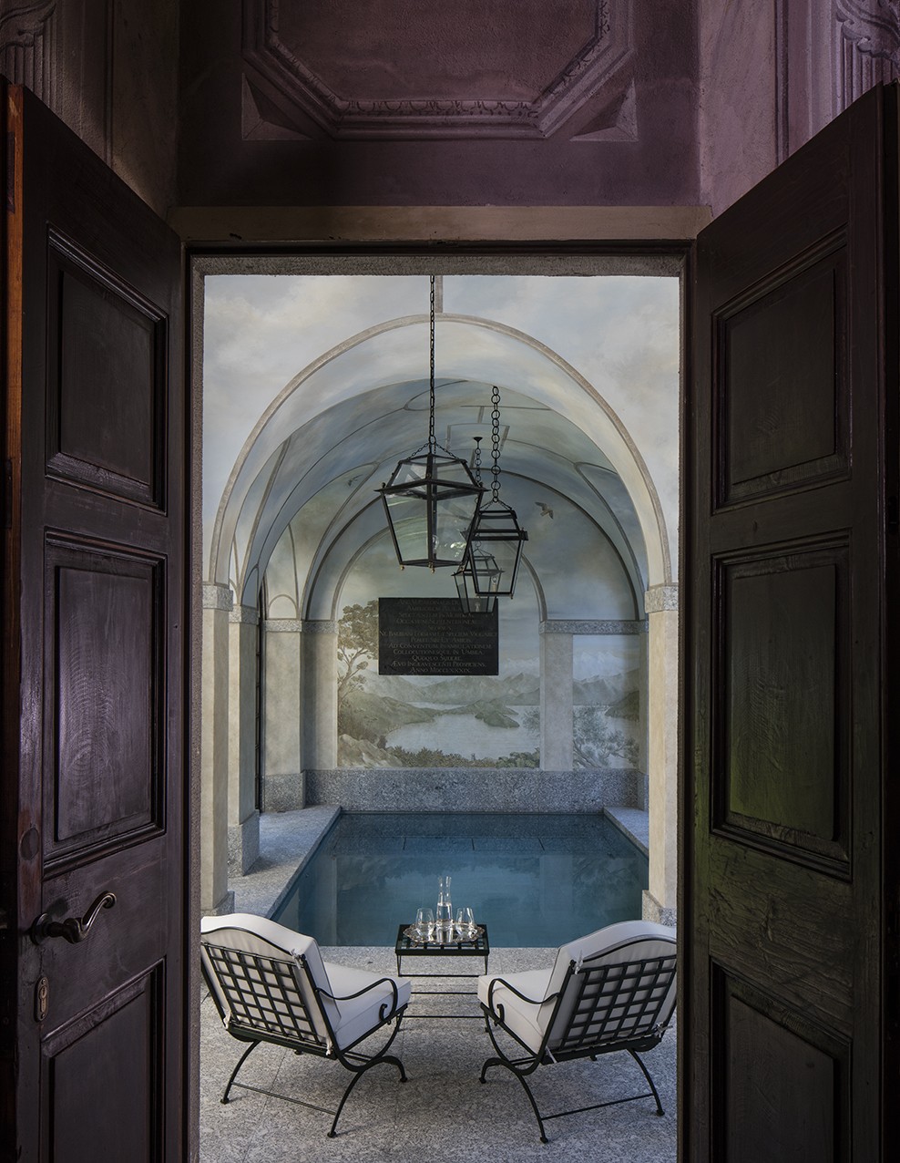 Villa Balbiano estate luxury property on lake Como guests can enjoy striking indoor swimming pool area accommodation best service