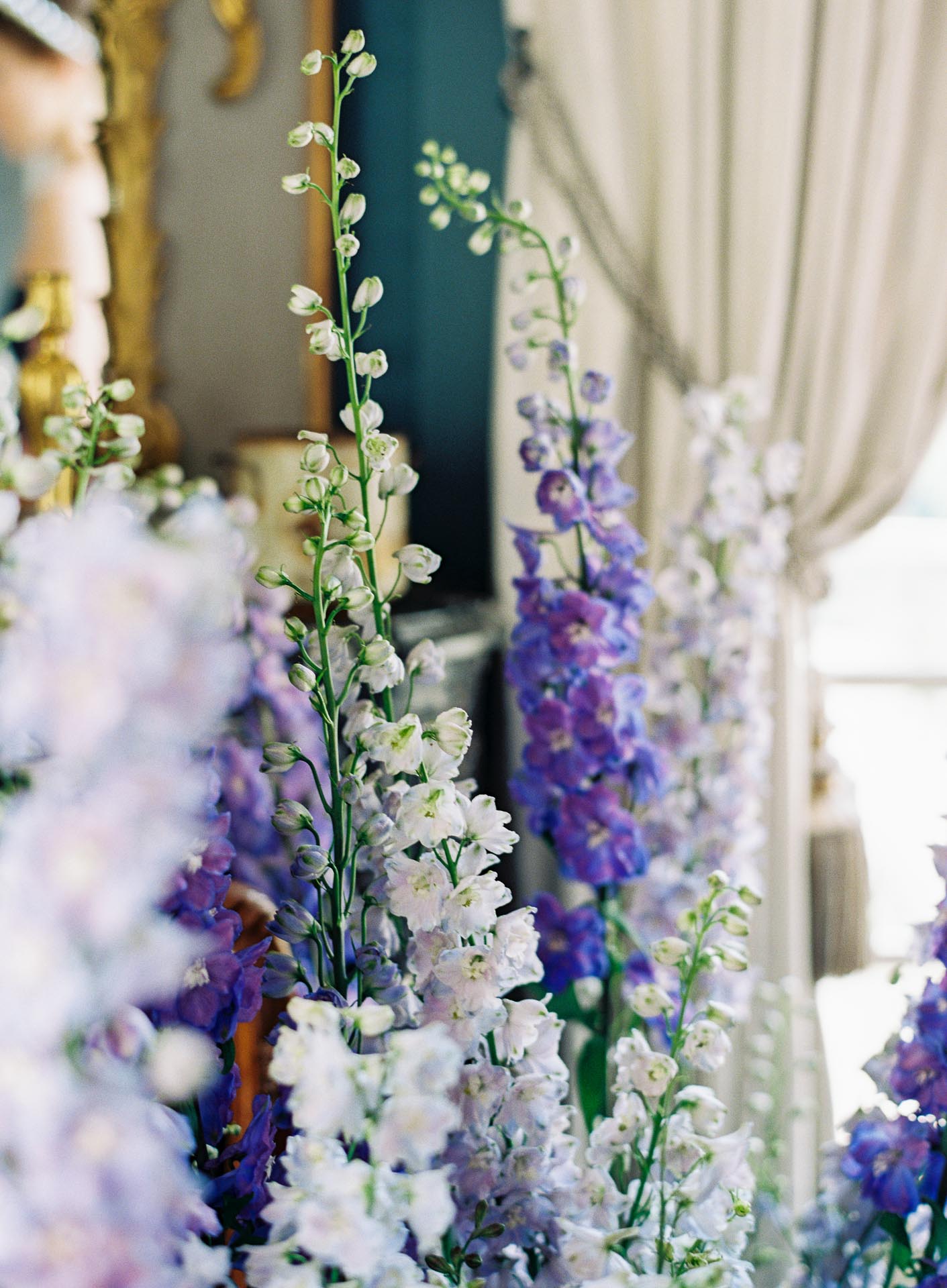 chateau de villette fashion inspiration styled shoot editorial event venue france luxury wedding florals blue purple delphinium